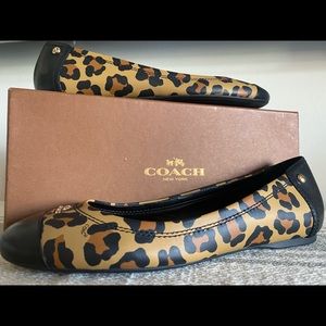 Never worn, leopard print Coach ballet flats!